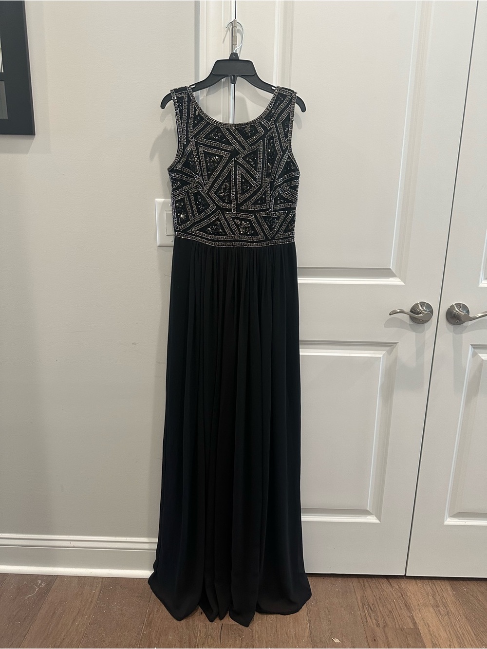 Adrianna Papell Black Sleeveless Beaded Maxi Dress